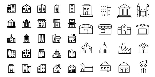 教堂建筑图标设置设计元素图片下载