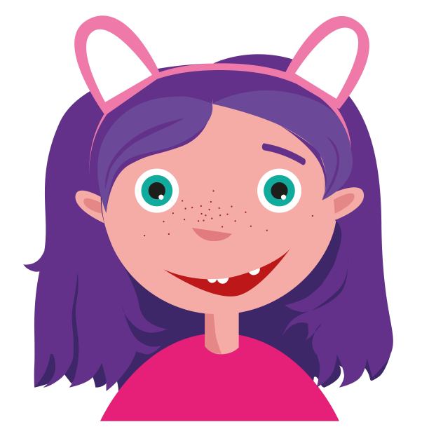 白色背景下有兔耳朵和微笑的小女孩图片下载