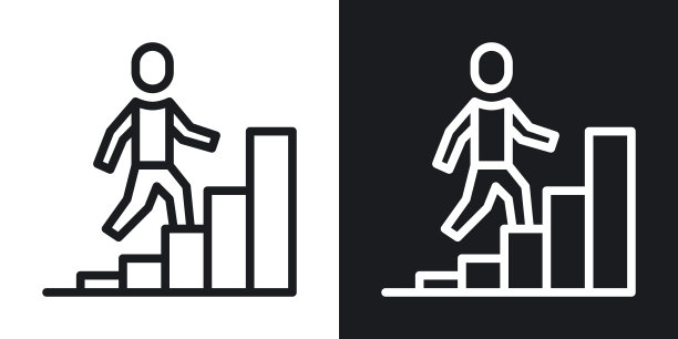职业发展图标。简单的双色调矢量插图上的黑白背景图片下载