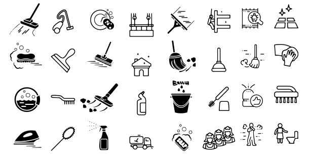 清洁图标包隔离的清洁符号图片下载