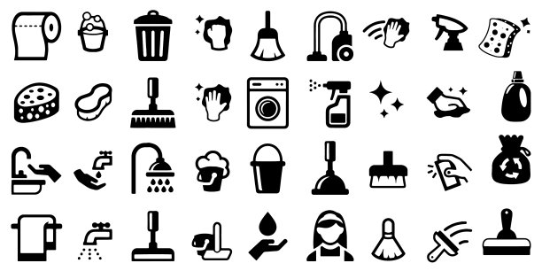 清洁图标包隔离的清洁符号图片下载