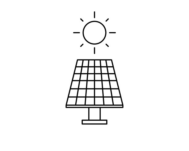 太阳能电池板图标细线网页和移动，现代简约的平面设计。矢量深灰色的图标在浅灰色的背景。图片下载