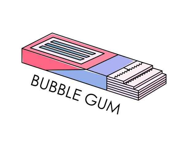 口香糖的彩色插图。90年代的风格。线的艺术图片下载