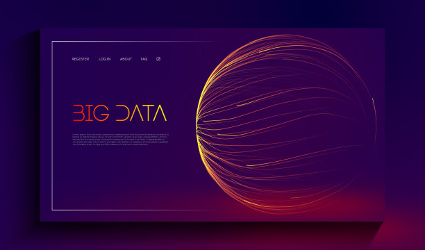 抽象的紫色大数据可视化在深蓝色的背景。业务数据结构分析。数字数据流可视化。矢量3d线能量流插图。图片下载