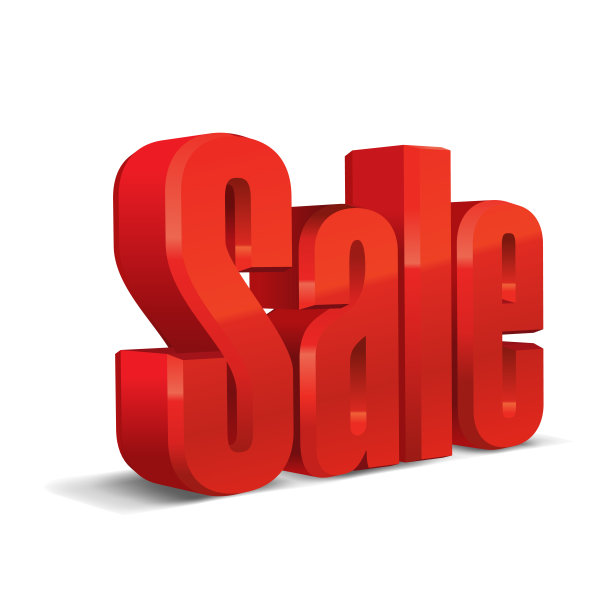 出售股票插图。三维矢量红色字母。图片下载