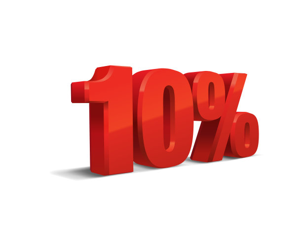 9折，特价背景，红色金属物体3D。Eps10向量。图片下载