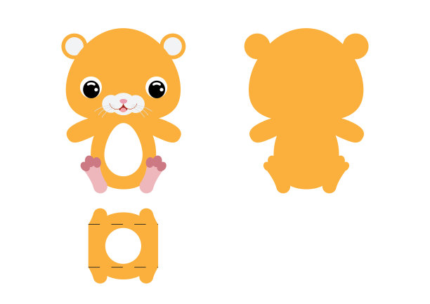 DIY可爱的仓鼠巧克力蛋holder模板。复活节彩蛋的零售纸盒。可打印颜色方案。激光切割矢量模板。孤立包装设计插图。图片下载