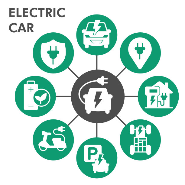 现代电动汽车信息图形设计模板与图标。电动汽车信息图形可视化。生态传输模板的演示。创意矢量插图的信息图表。图片下载