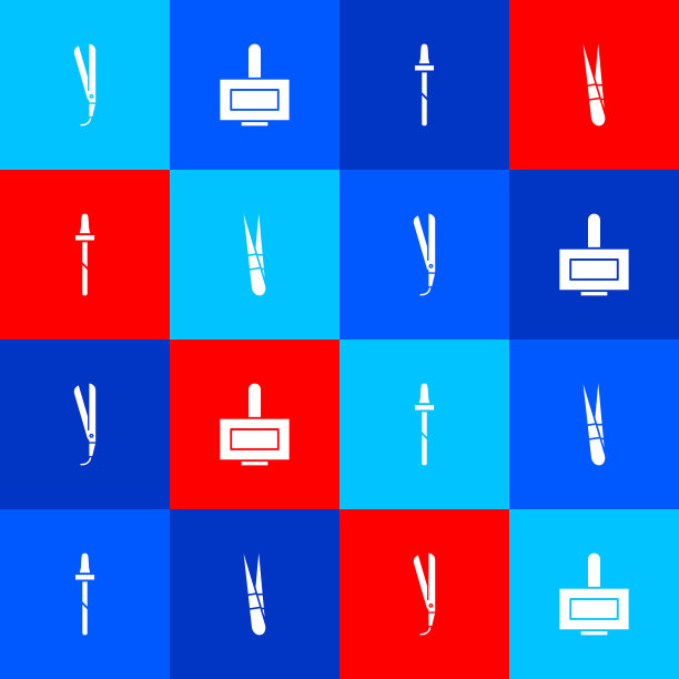 设置卷发器，指甲油瓶，吸管和眉夹图标。向量图片下载