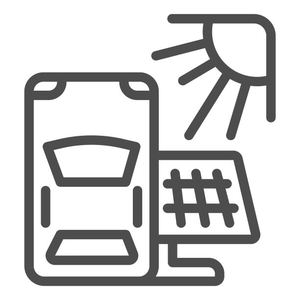 汽车与太阳能电池板和太阳线图标，电动汽车概念，混合动力汽车和替代能源标志的白色背景，太阳能电动汽车图标轮廓风格。矢量图形。图片下载