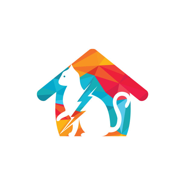 猫和雷雨与家庭标志设计图片下载