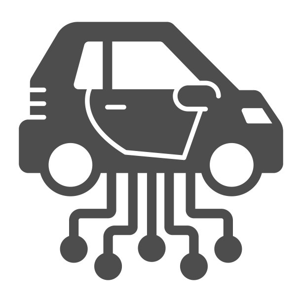 车辆和通讯线路固体图标，电动车概念，汽车技术特征标志的白色背景，电动汽车和网络图标的字形风格。矢量图形。图片下载