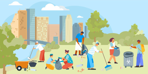 清理志愿者的平面构图图片下载