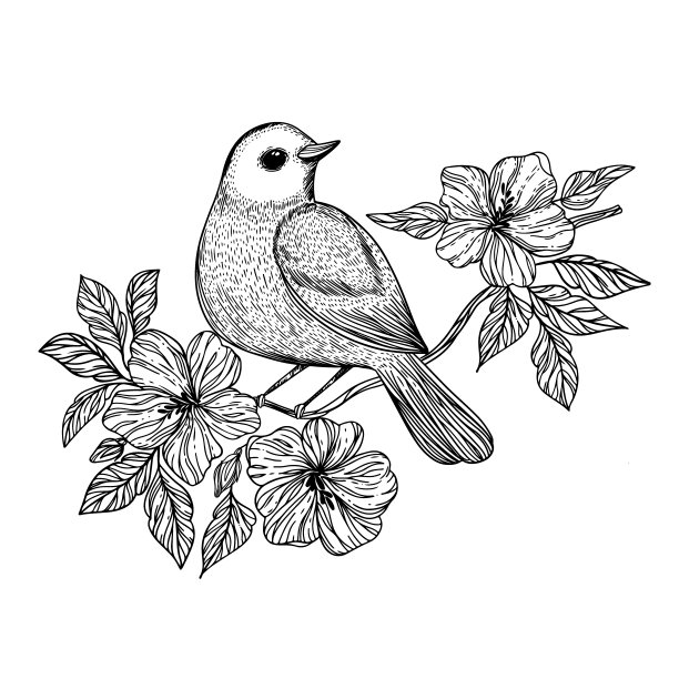 分支矢量插图上的夜莺图片下载