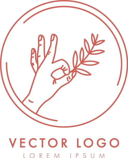 标志元素手植物标志品牌上白色图片下载