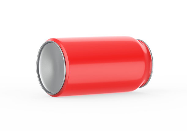 红色可以模拟啤酒，酒精，果汁，能量饮料和汽水，铝金属可以模拟孤立的白色背景，3d插图图片下载