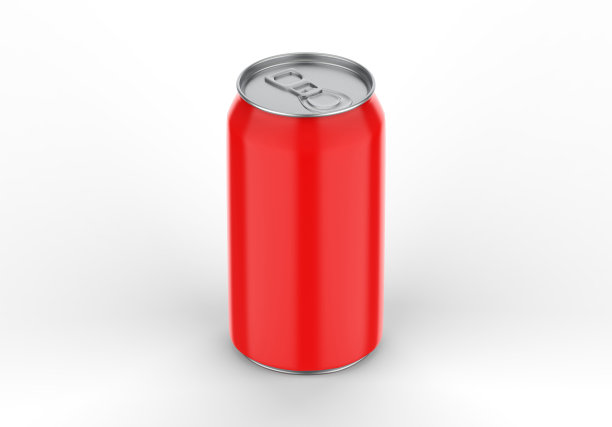 红色可以模拟啤酒，酒精，果汁，能量饮料和汽水，铝金属可以模拟孤立的白色背景，3d插图图片下载