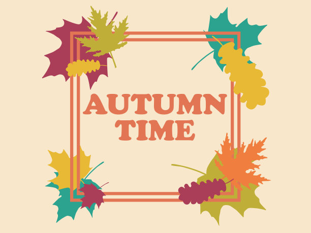 秋天的时间框架与树叶复古的边界图片下载