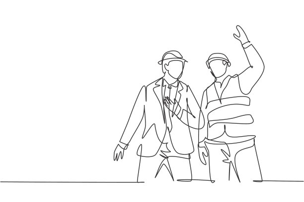 单线连续画年轻建筑师图片下载