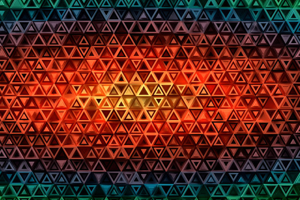 由混沌三角形曲面多边形构成的抽象几何背景。图片下载