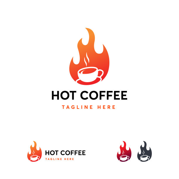 热咖啡设计概念向量，火咖啡杯模板图片下载