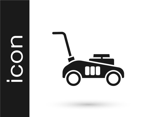 灰色割草机图标孤立在白色背景图片下载
