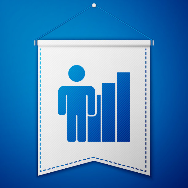 蓝色生产力人类图标孤立在蓝色图片下载