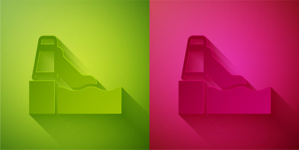 剪纸水滑梯与泳池图标隔离上图片下载