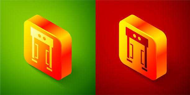 等距金属探测器图标隔离在绿色图片下载