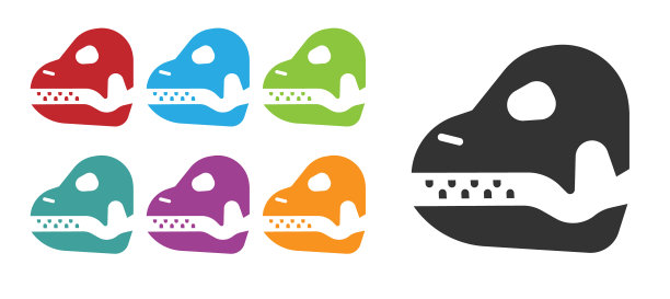 黑色恐龙头骨图标孤立在白色上图片下载