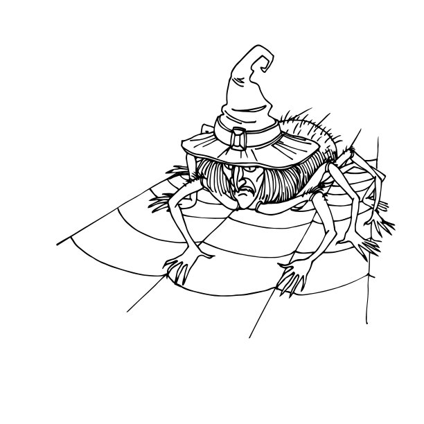 老邪恶的蜘蛛女巫戴着巫师帽在网上图片下载