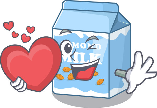 浪漫的杏仁奶卡通图片抱着图片下载