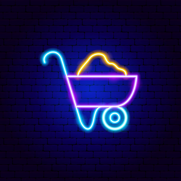 沙手推车霓虹灯图片下载