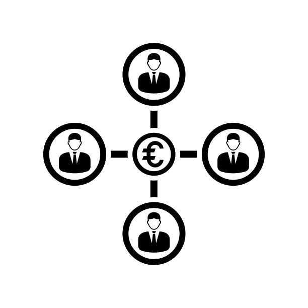 欧元商业网络黑色图标，矢量图图片下载