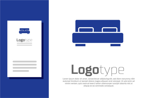 蓝色大床为两人或一人图标孤立图片下载