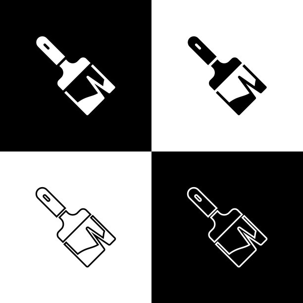 设置画笔图标隔离在黑色和白色图片下载