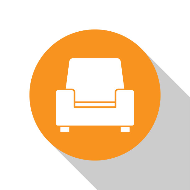 白色扶手椅图标孤立的白色背景图片下载