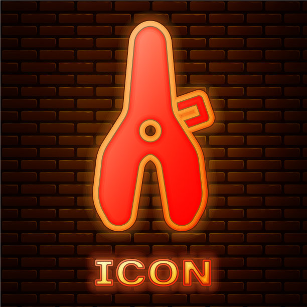 发光的霓虹灯自行车座椅图标孤立在砖块上图片下载