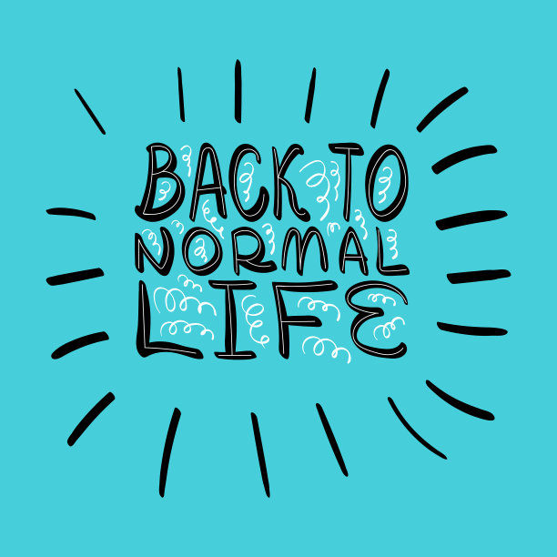 回到正常的生活字母在蓝色的背景图片下载