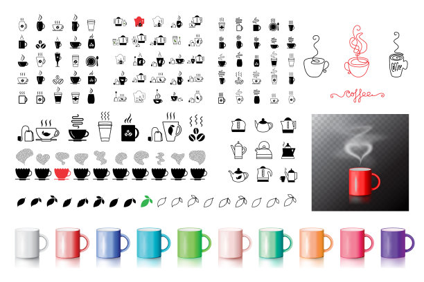 咖啡符号图标集合饮料图片下载