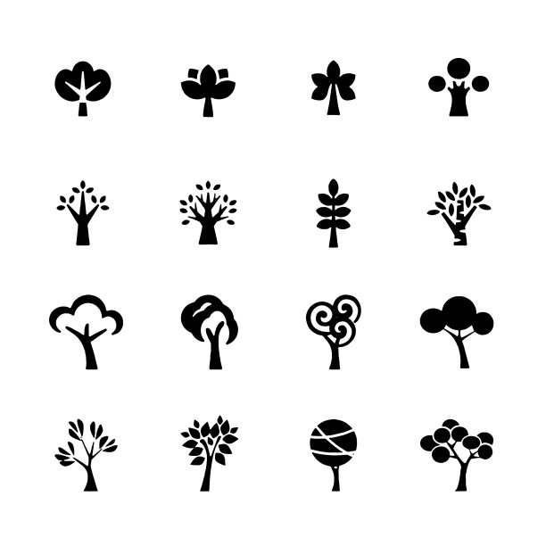 树图标设置黑白树和彩色树图片下载