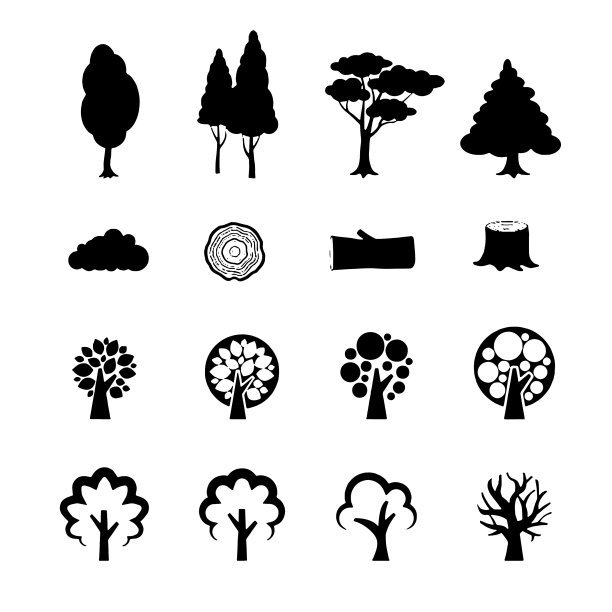 树图标设置黑白树和彩色树图片下载