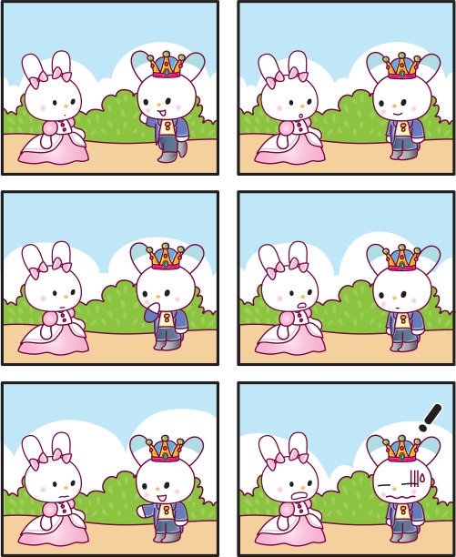 矢量卡通兔子公主的故事设定六格漫画图片下载