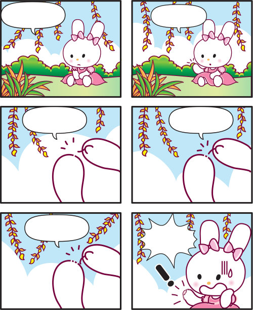 矢量卡通兔子公主的故事设定六格漫画图片下载