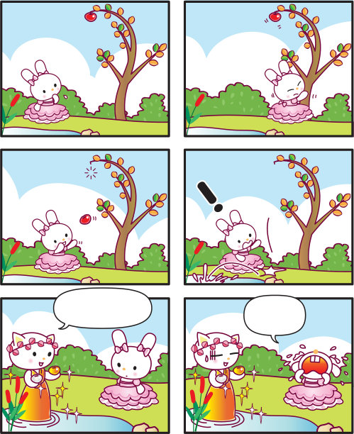 矢量卡通兔子公主漫画故事图片下载