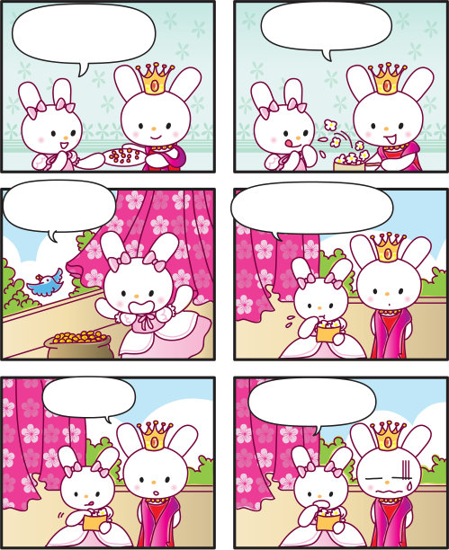 矢量卡通兔子公主漫画故事图片下载