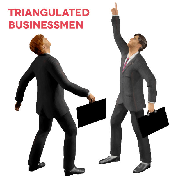 三角式商人用箱子向上看图片下载