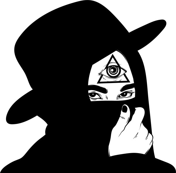手画女子覆盖脸与帽子纹身图片下载