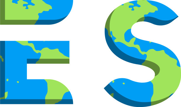 初始es标志设计与世界地图风格的标志图片下载