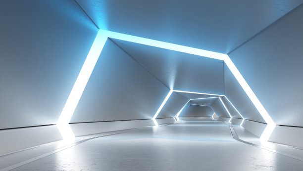 霓虹灯的未来隧道素材图片